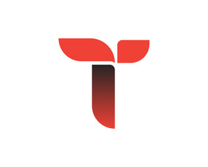 T Red Ribon letter Logo