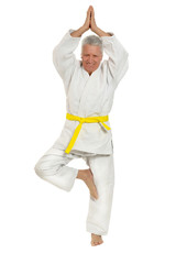 Senior man in karate pose