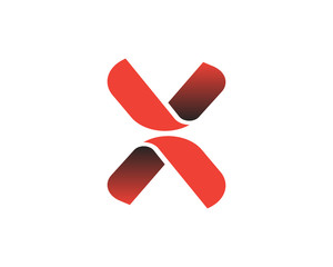 X Red Ribon letter Logo