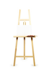 easel with white canvas