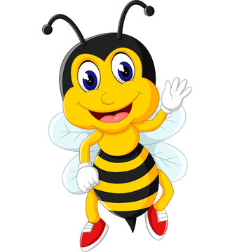 cute Bee cartoon flying of illustration

