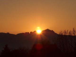 Obraz premium Swiss Alps winter sunset