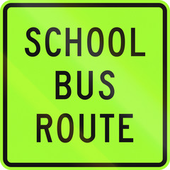 New Zealand road sign - School bus route, fluorescent version