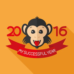 Monkey Zodiac symbol of the new year and the inscription, my successful year.