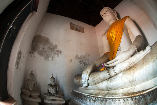 Ancient Buddha in Wat Puthai Sawan temple,Ayutthaya Historical Park in Thailand.