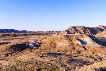 Fototapeta na wymiar Landscape of the Badlands in Dinosaur Provincial Park
