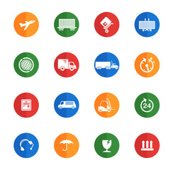 cargo shipping flat icons