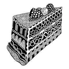 Vector Zentangle Cake Slice - 96379341