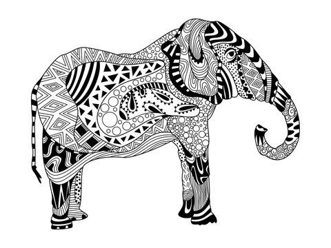 Vector Zentangle Elephant