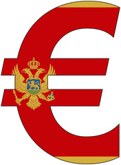 euro with flag of montenegro, currency, valuta, anchor currency