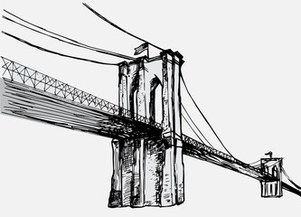 Hand drawn Brooklyn Bridge - vector - 96380782
