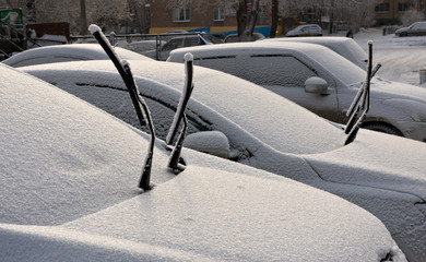 Hoar frost on cars