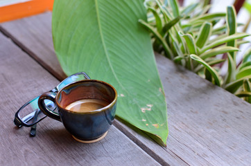A cup hot espresso