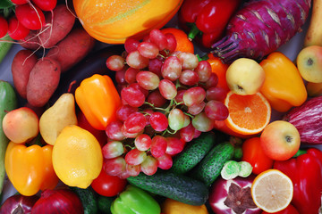 Fresh fruits and vegetables closeup