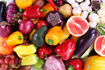 Colourful fruit and vegetable background