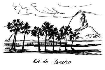 Hand drawn Rio de Janeiro coast - 96383328