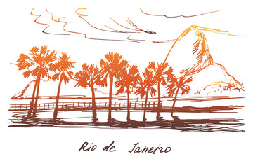 Hand drawn Rio de Janeiro coast - 96383341