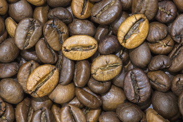 Roasted coffee beans background texture