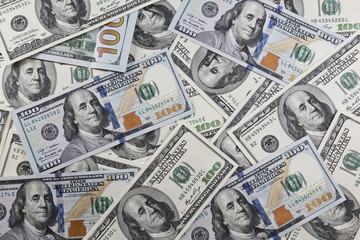 pile of one hundred dollars new and old design as background