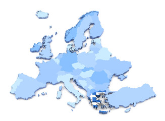 Fototapeta premium Europe Map, Greece with Flag