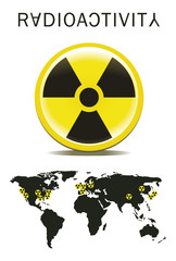 radioactivity sign with earth map