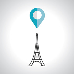 Abstract navigation map pin pointers with reflection - Illustration paris