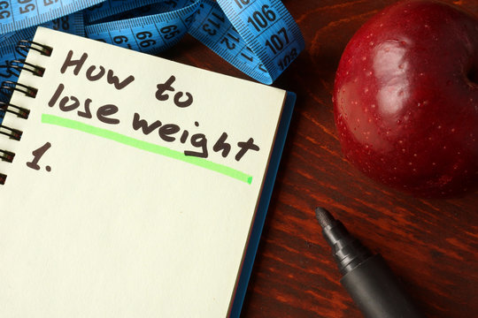 Notebook With  How To Lose Weight Sign. Diet Concept.