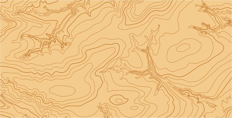 Abstract vector topographic map in brown colors - obrazy, fototapety, plakaty