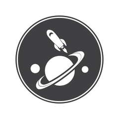 Space ship flying near the planet icon