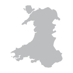 grey map of Wales - obrazy, fototapety, plakaty
