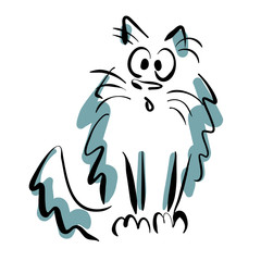 Startled, surprised cat. Cat with facial expression. Vector illustration.