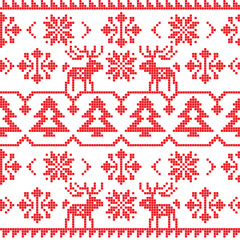 Fototapeta na wymiar Christmas and Winter knitted seamless pattern