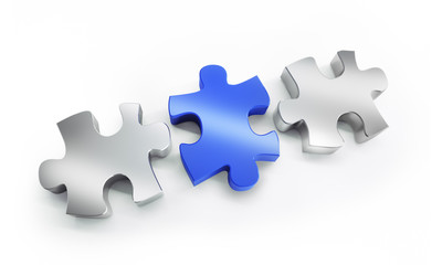Puzzle - silber - blau