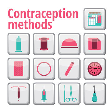Pregnancy icons set, family and parenthood, contraception - vector