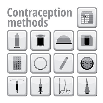 Pregnancy icons set, family and parenthood, contraception - vector