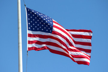United States of America Flag blowing in the wind