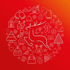 Merry Christmas Card design, Christmas icons