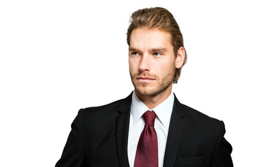 Handsome businessman isolated on white