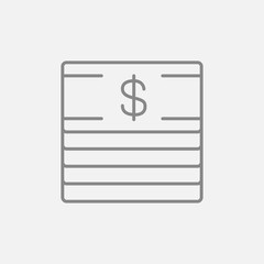 Stack of dollar bills line icon.