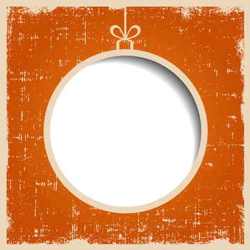 Blank Christmas Ball On Orange Textured Grunge Background.