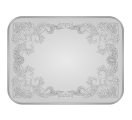 Business card tag with vintage ornaments silver color vector