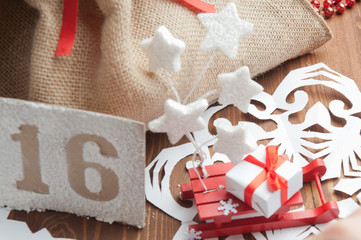 New Year's gifts, wooden table,