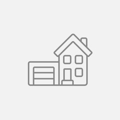 House with garage line icon.