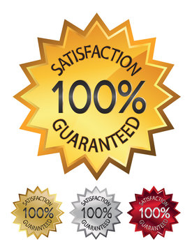 100% satisfaction guaranteed seals set illustration. vector