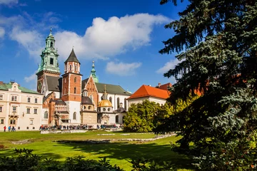 Zelfklevend Fotobehang Wawel hill with cathedral in Krakow © pab_map