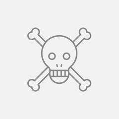 Skull and cross bones line icon.