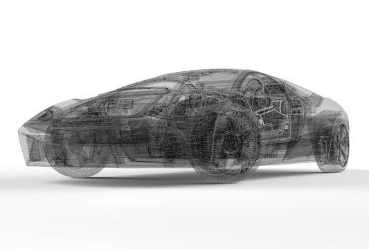 Front Of Wireframe Car