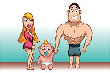Family characters, young and beautiful with a kid - vector