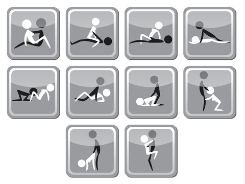 Infographics vector template - sexual positions, kama sutra grayscale