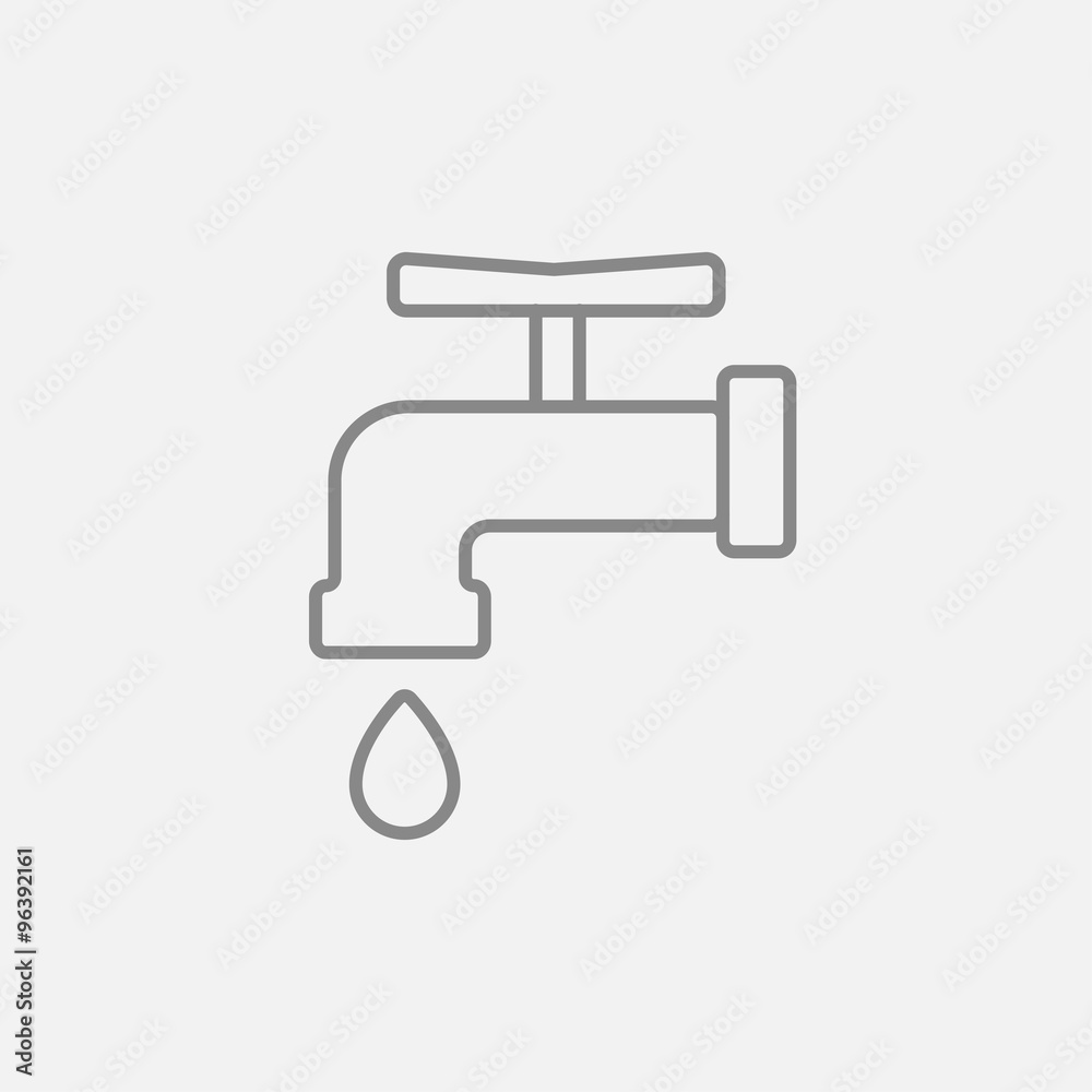 Canvas Prints faucet with water drop line icon.